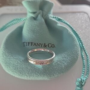 Tiffany & Co. Silver Band with Logo Size 7